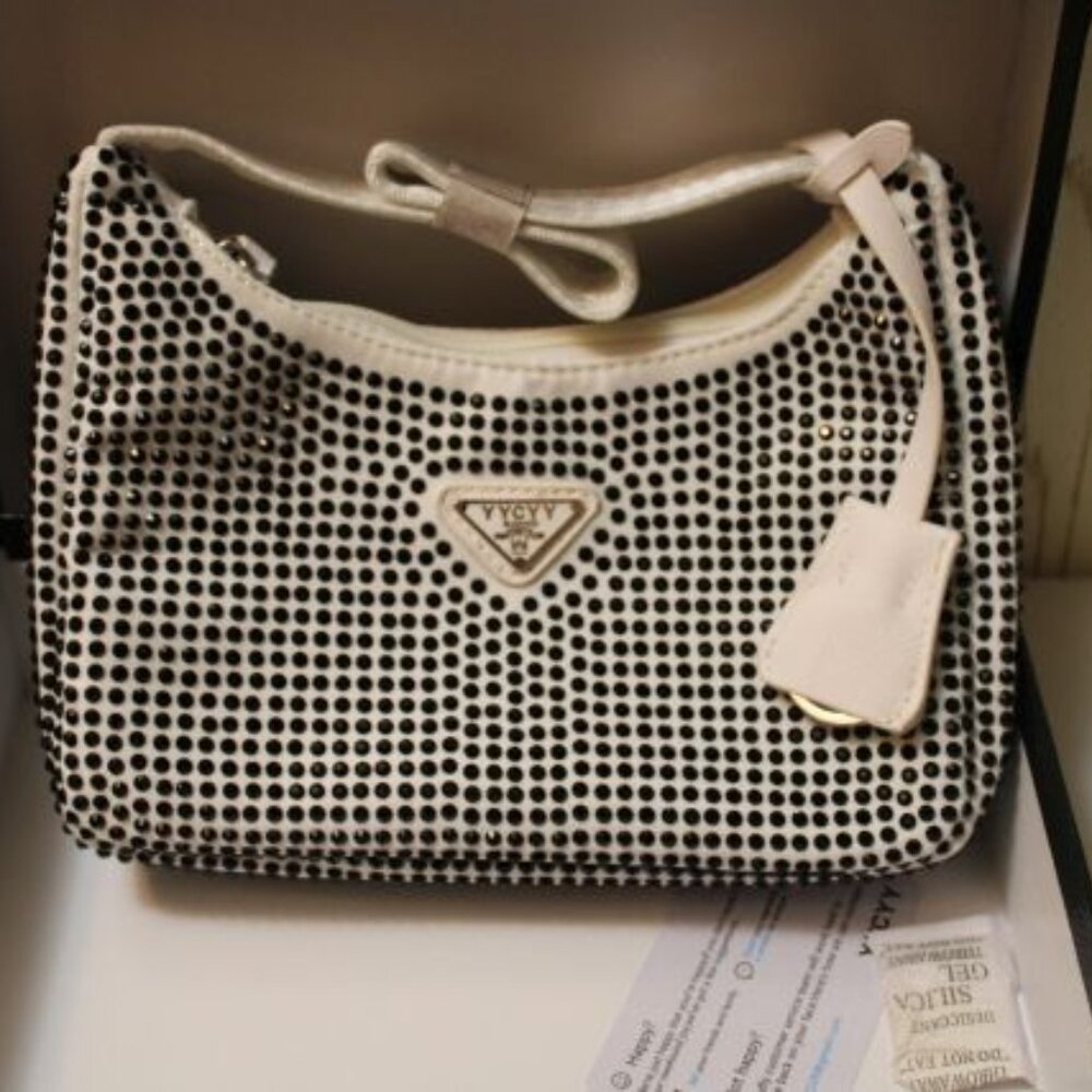 Women's White & Black Rhinestone Purse - New in Box